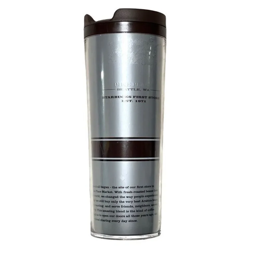 Starbucks Pikes Place Market 16oz Tumbler Brown Acrylic Travel Mug